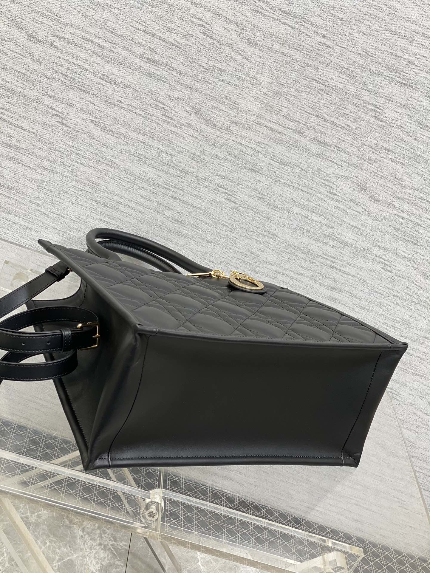 Medium Dior Book Tote Bag Black Macrocannage Calfskin